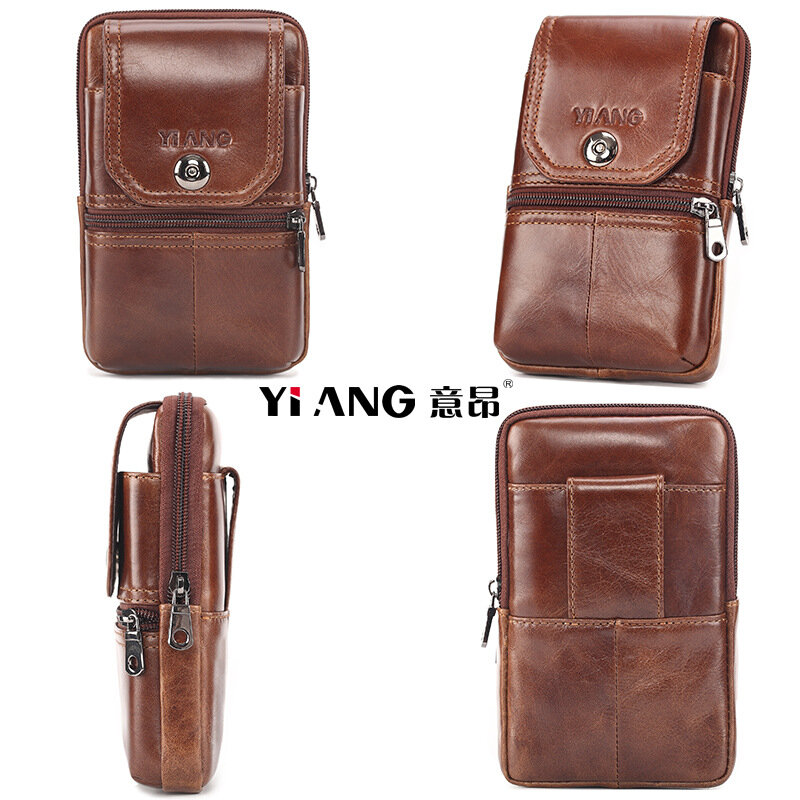 Men Genuine Leather Cell Mobile/Phone Case Waist Pack Belt Bag Wallet Key Pocket Cowhide Male Pouch Purse Hip Bum Bag Fanny Pack