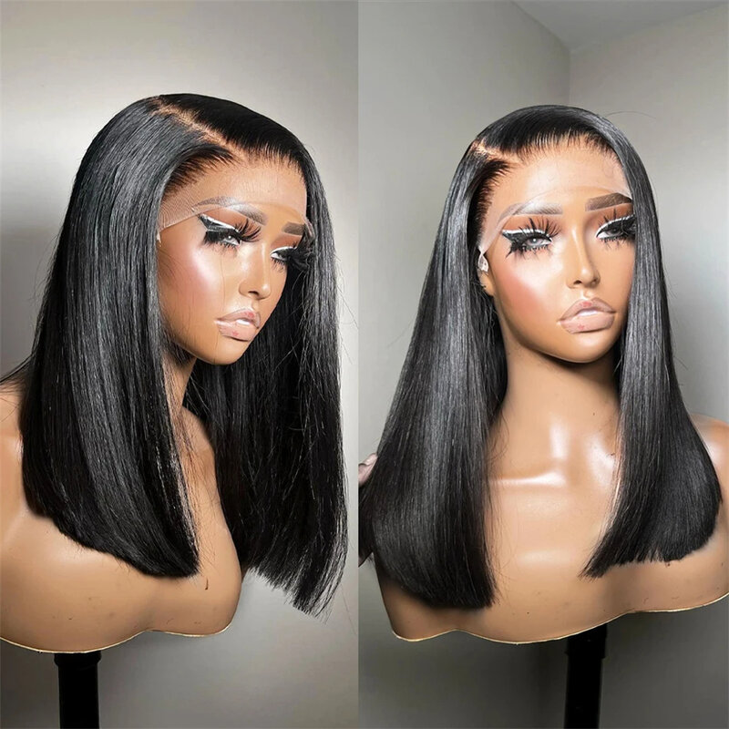 13x4 Transparent Short Straight Bob Wig Lace Front Bob Wig Pre Plucked Lace Front Human Hair Wigs For Women 4x4 Lace Closure Wig