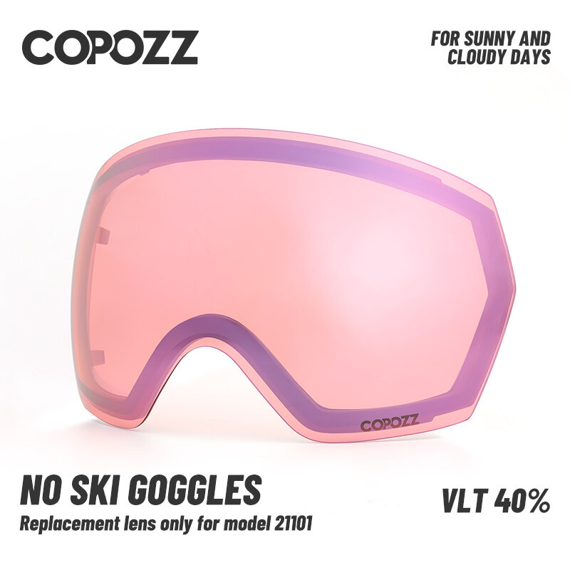 COPOZZ Lensa Kacamata Ski Pengganti untuk Model 21101 Lensa Kacamata Ski Bola UV400 Anti-kabut Kacamata Salju (Hanya Lensa)