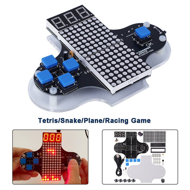 Kit elettronico fai da te Snake Plane Racing Classic Funny Game Suite progetto di saldatura pratica Display regolabile luminosità giocattolo per bambini