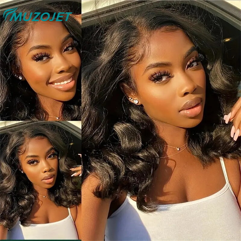 Brazilian Body Wave Short Bob Wig 13x4 HD Transparent Lace Frontal Human Hair Wig For Women Beginners Pre Plucked With Baby Hair