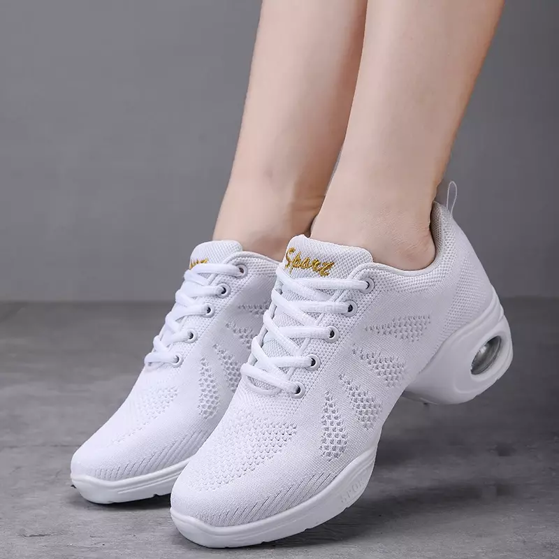 Wanita merek baru sepatu kets tari sneakers Hip Hop jaring udara Hitam sneakers dansa atletik sepatu perempuan sepatu dansa untuk wanita