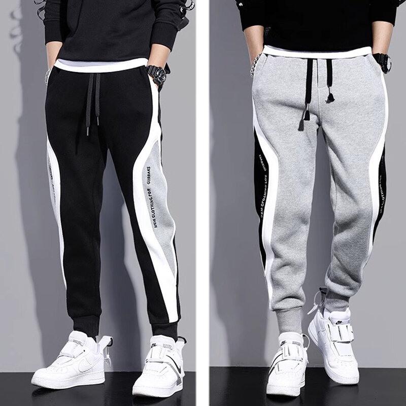 Autumn Men's Wide Loose Casual Pants Mens Patchwork Loose Sports Jogger Streetwear Running New Fashion Trousers