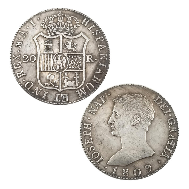 Lusso 1809 spagna impero 3D coppia monete d'arte tasca romantica moneta divertente moneta fortunata commemorativa + borsa regalo novità