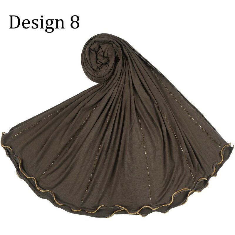D08-bufanda de algodón con piedras para mujer, hijab musulmán, pañuelo para la cabeza, chales islámicos, 180x80cm