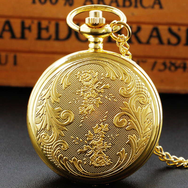 Luxusmarke Frauen Taschenuhren voller Diamant Vintage Ketten uhr Gold weibliche Quarz taschen Uhren golden