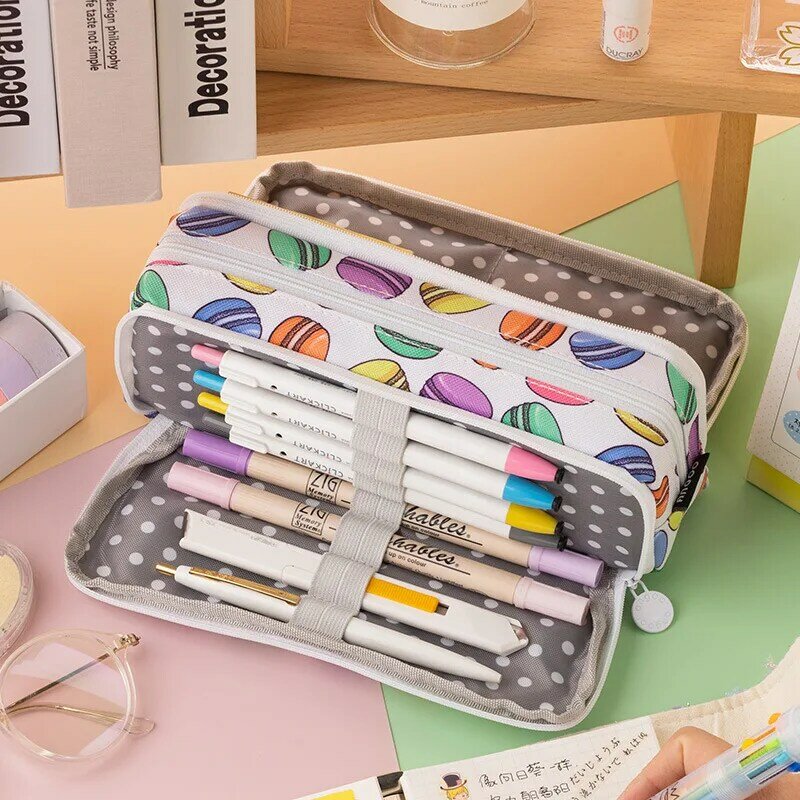 Kawaii Students Pencil Pen Bag Pouch Pencil Case Bag Pouch Ladies Women Female Girls Cosmetic Cute Large-Capacity Stationery Bag