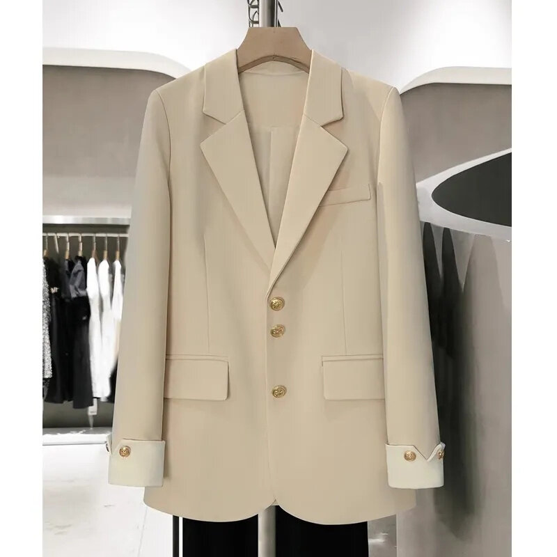 Office Lady Slim Blazer 2024 Long Sleeve Coats Fashion Black Jackets Coat Outerwears Single Breasted Blazers Women Casual Tops