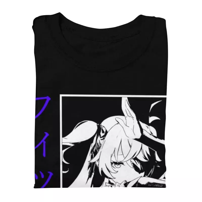 Camisetas de manga curta Genshin Impact Graphic para mulheres, streetwear Harajuku, estampa fischl anime, slim fit, roupas Y2K, tops, 2021