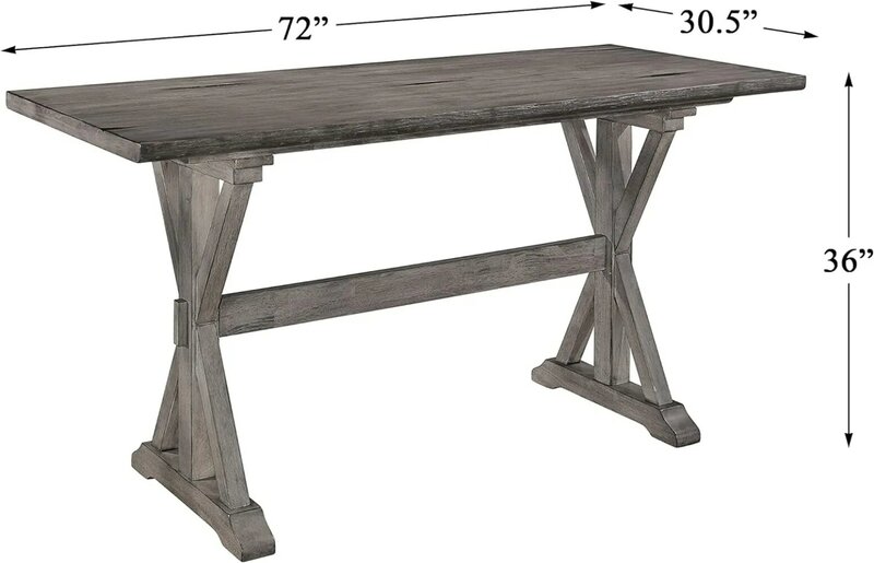 72" x 30.5" Counter Height Table, Gray