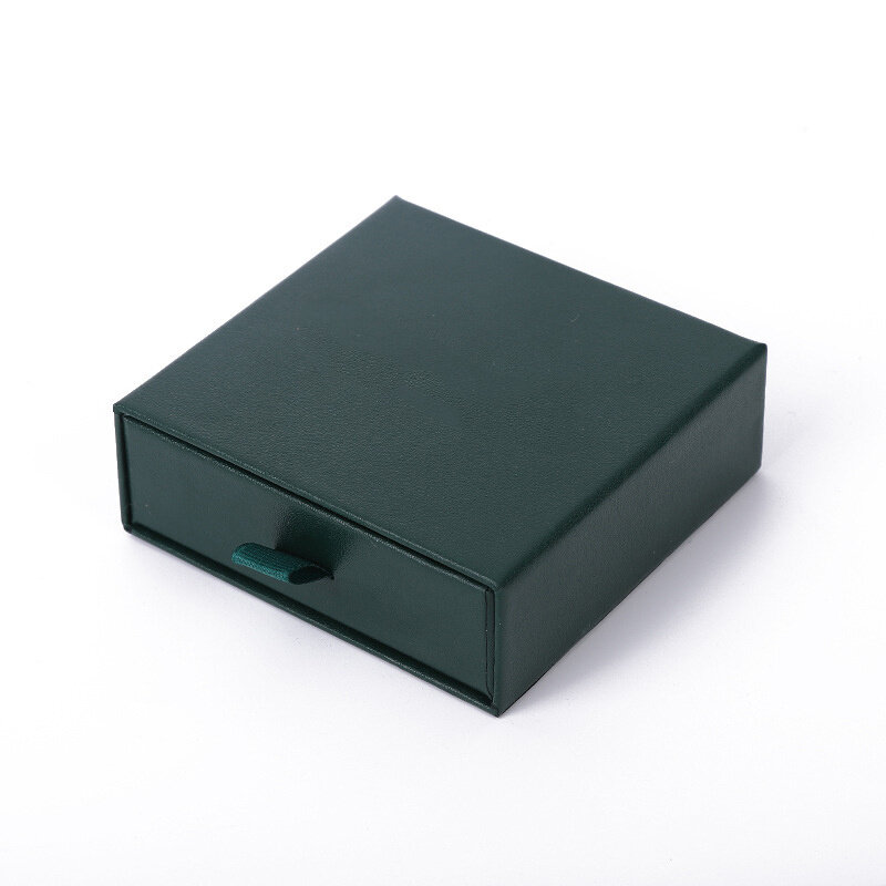 กล่องลิ้นชักใส่สร้อยคอกล่องเก็บเครื่องประดับสีเขียวเข้ม gratis ongkir กล่องจัดเก็บเครื่องประดับ