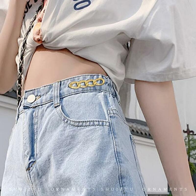 Detachable Metal Pins Fastener Pants Pin Retractable Button Sewing-Free Buckles for Jeans Perfect Fit Reduce Waist S2C0
