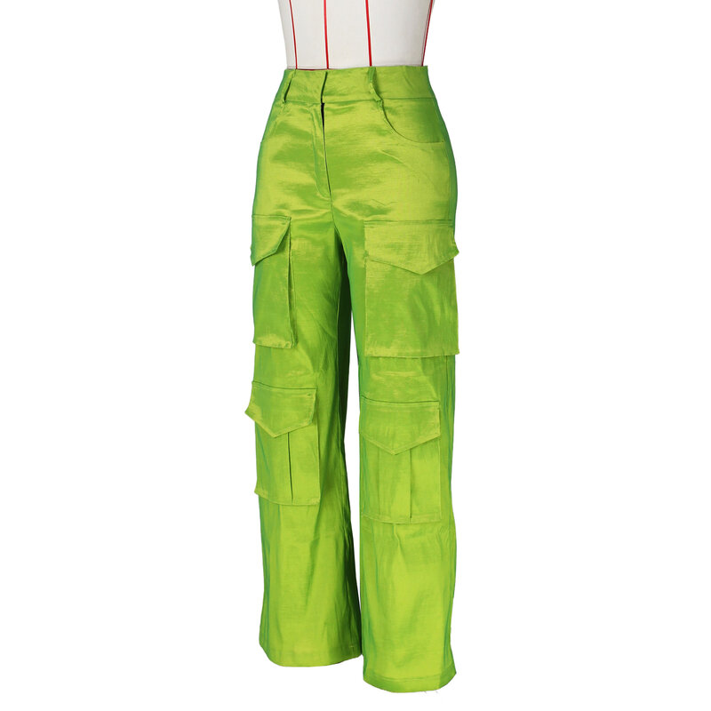 Pantalones largos informales para mujer, Pantalón Cargo con bolsillo, Color sólido, ropa de calle, traje de tubo, otoño