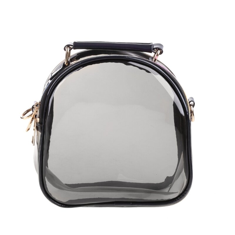 여성 크로스 바디 클리어 지갑, 숄더 핸드백, 젤리 캔디 컬러, 타원형 모양의 미니 투명 가방, 휴대폰 홀더