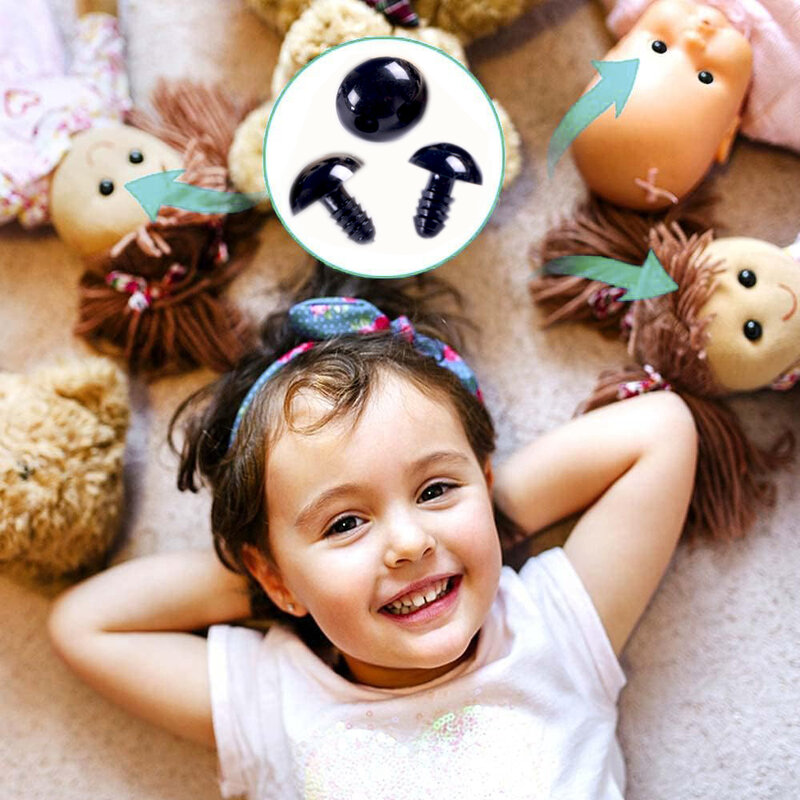 Ojos de seguridad de plástico para juguetes, 100 piezas, 8/10/12/14mm, tamaño mixto, ganchillo, Ojo de Animal para muñeca, accesorios para amigurumi