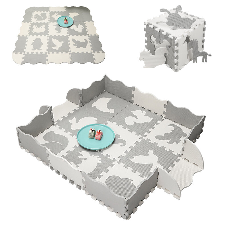 Set Puzzle tikar lantai untuk balita, 9/16 buah busa Eva alas lantai bayi, mainan interaktif untuk balita