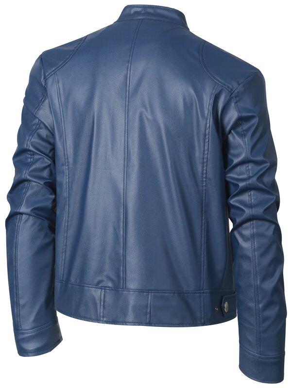 Мужская кожаная куртка, стильная мотоциклетная куртка с воротником-стойкой, рабочая одежда, мужская ветровка, мужские Весенние куртки, водонепроницаемое пальто
