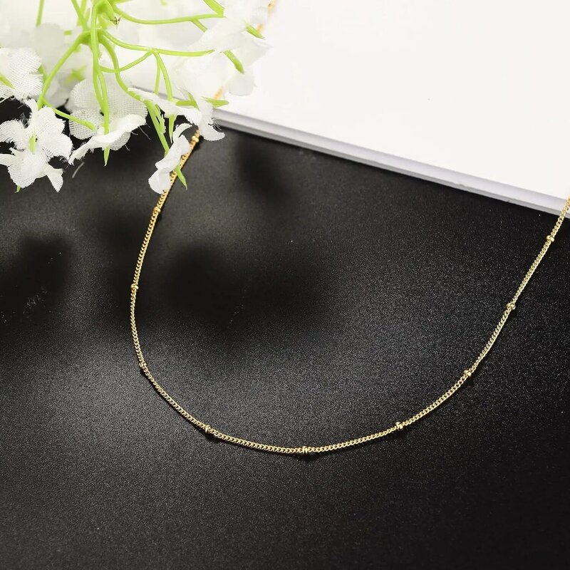 Fansilver 925 Sterling Silver Necklaces 18K White Gold or Gold Plated Choker Necklace Minimalist Link Chain Trendy Jewelry
