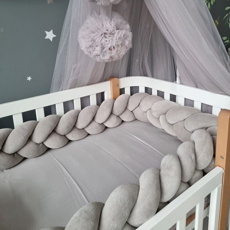 Parachoques para cama de bebé, cojín con nudo trenzado, Protector de cuna infantil, decoración de habitación, juego de ropa de cama trenzada, 1-4M