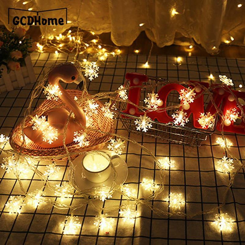 LED Garland Holiday Snowflakes String Fairy Lights Hanging Ornaments Christmas Tree Decorations for Home Party Noel Navidad 2023