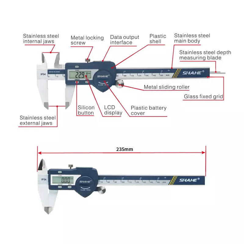 SHAHE-calibrador Digital de acero inoxidable endurecido, micrómetro electrónico Vernier, 0-150mm