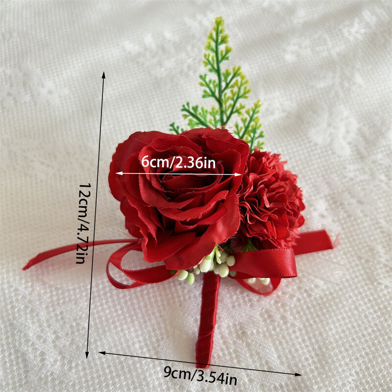 Ramillete de rosas artificiales para vestido de dama de honor, suministros de boda, flor de pecho de rosa, ramillete, broche de boda para Hermanas, 1 unidad