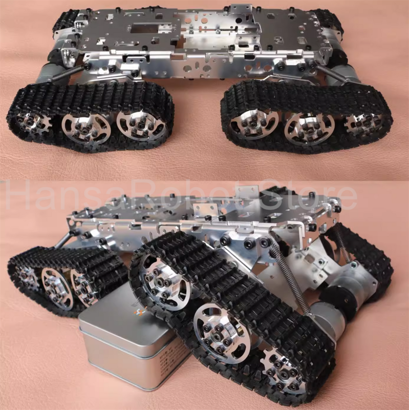 Chassi metálico do tanque do amortecedor com motor duplo da Caterpillar DC, esteira inteligente, chassi da trilha do carro, WiFi, 5kg