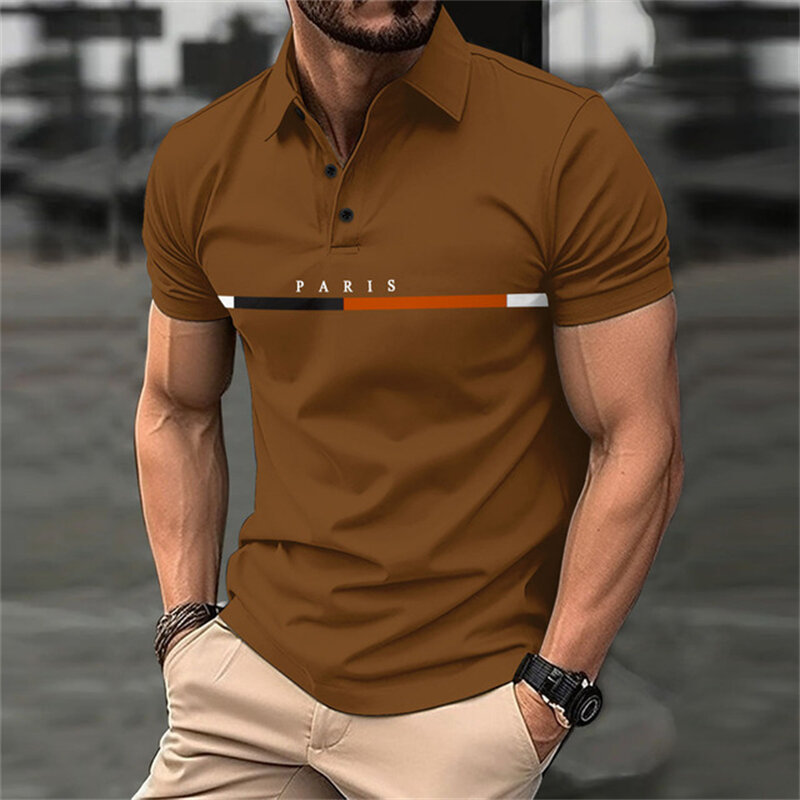 Moda divertente lettera stampa Polo t-Shirt Casual risvolto camicia da uomo estate traspirante abbigliamento da Golf oversize manica corta sport top