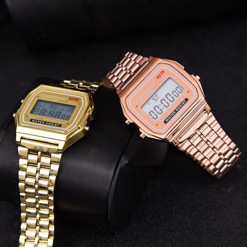 F91W jam tangan gelang Digital Retro, jam tangan militer olahraga baja tahan karat tahan air pria wanita, jam tangan elektronik