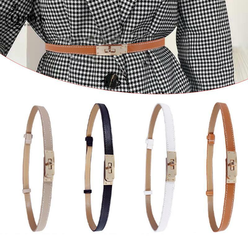 Cinturón delgado de PU para mujer, accesorios casuales de moda, faja de diseño de lujo, corsé coreano, hebilla de Metal ajustable