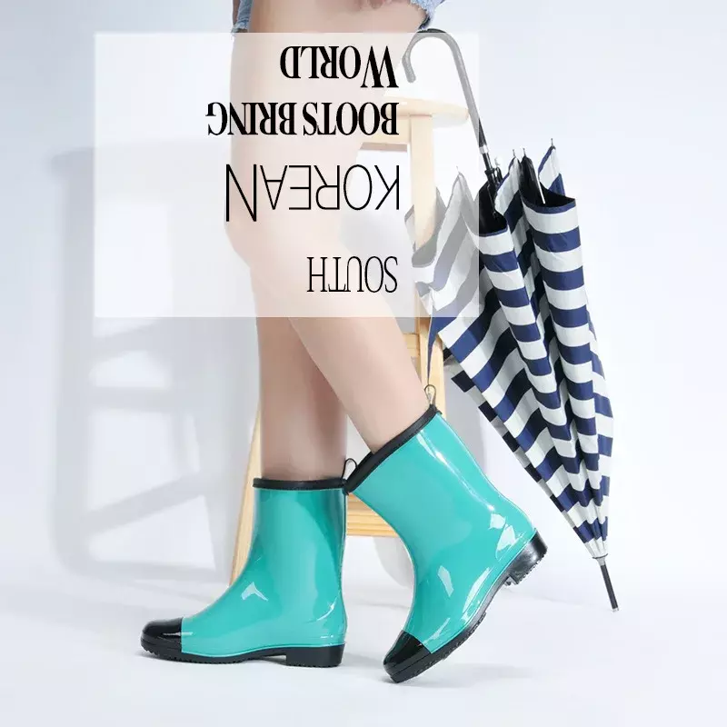 Comemore-botas de agua cálidas de tacón bajo para mujer, zapatos impermeables de goma, a la moda, 2023