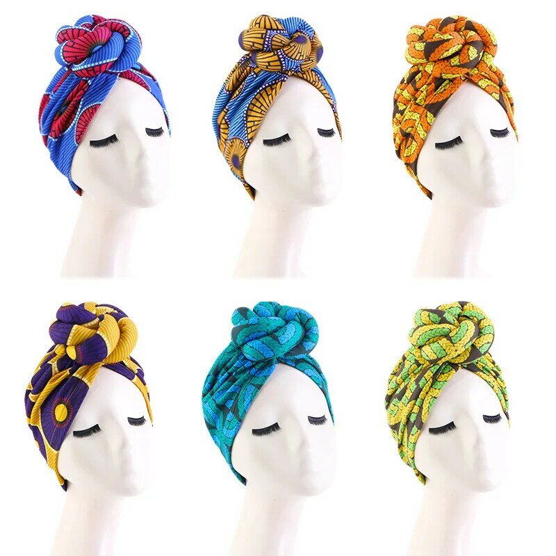 2023 New African Headtie Women Stretch Turban Hat Headwrap Bonnet Hat Wedding Party Headwear Lady Muslim Hijab Hat Head Cover