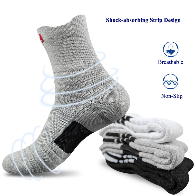 Männer Sport Socken Schock-absorbieren Kissen Terry Handtuch Basketball Radfahren Laufen Wandern Tennis Socken für Frauen Baumwolle Größe 31-48