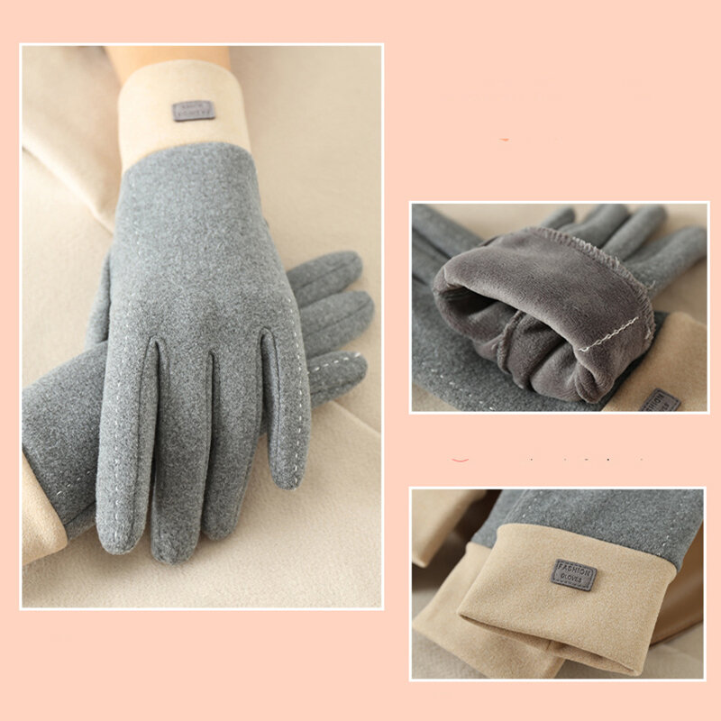 Новые модные женские перчатки, женские зимние повседневные велосипедные плотные теплые ветрозащитные перчатки с пальцами для сенсорного экрана, Женские варежки G053