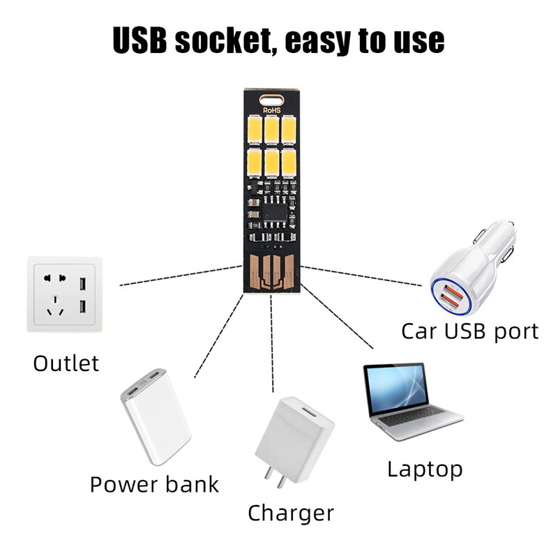 Touch ไฟกลางคืนเซ็นเซอร์หลอดไฟ LED Mini USB ปลั๊กไฟ5V กระเป๋า LED อ่านหนังสือโคมไฟตั้งโต๊ะสำหรับแบตสำรองคอมพิวเตอร์แล็ปท็อป