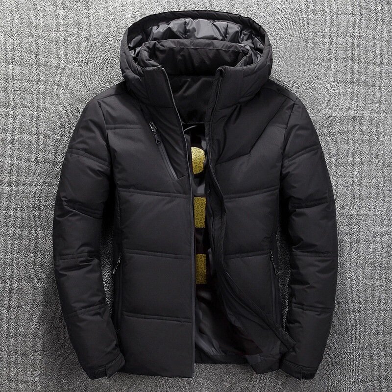 Winter Mens Warm Jacket Coat Stand Collar Thick White Duck Jacket Fashion Men's Hooded Down Jacket Outwear Male Outwear