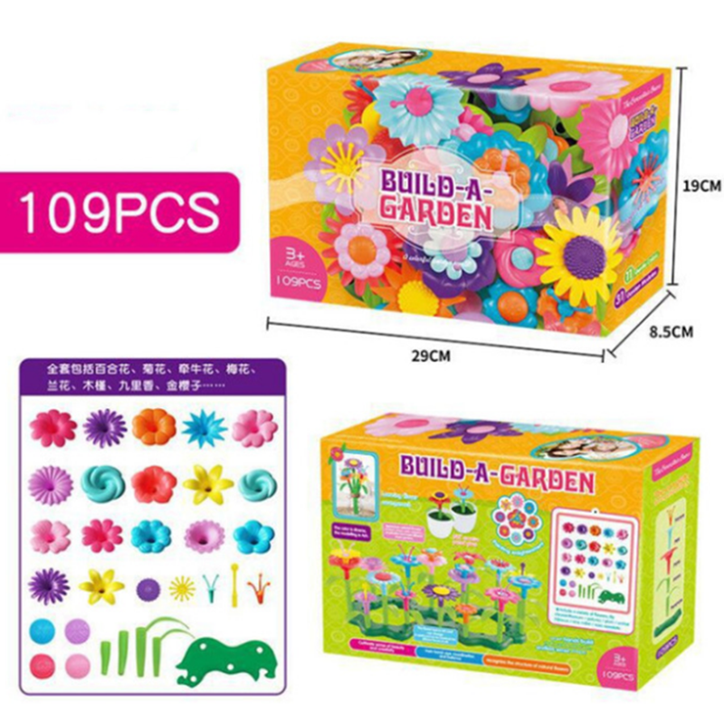109 Buah/Set DIY Kreatif Warna-warni Berpenghubung Blok Bangunan Pendidikan Pengaturan Bunga Mainan Taman Permainan untuk Anak Perempuan Hadiah