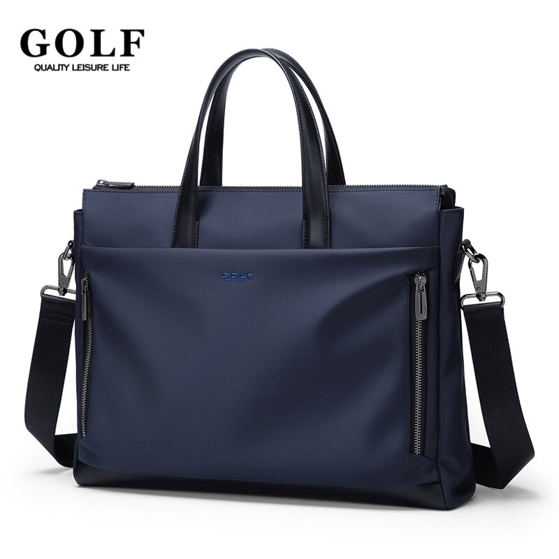 GOLF Briefcase Bag Nylon with Leather Handle Crossbody Shoulder Hand Bag Office Laptop Bags for Men 15 Inch Waterproof Handbags
