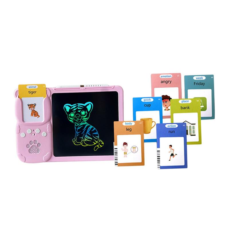 Talking Flash Cards Writing Tablet Montessori Educational Speech Toys with Drawing Pad for Age 2-6 Children Toddlers Gifts
