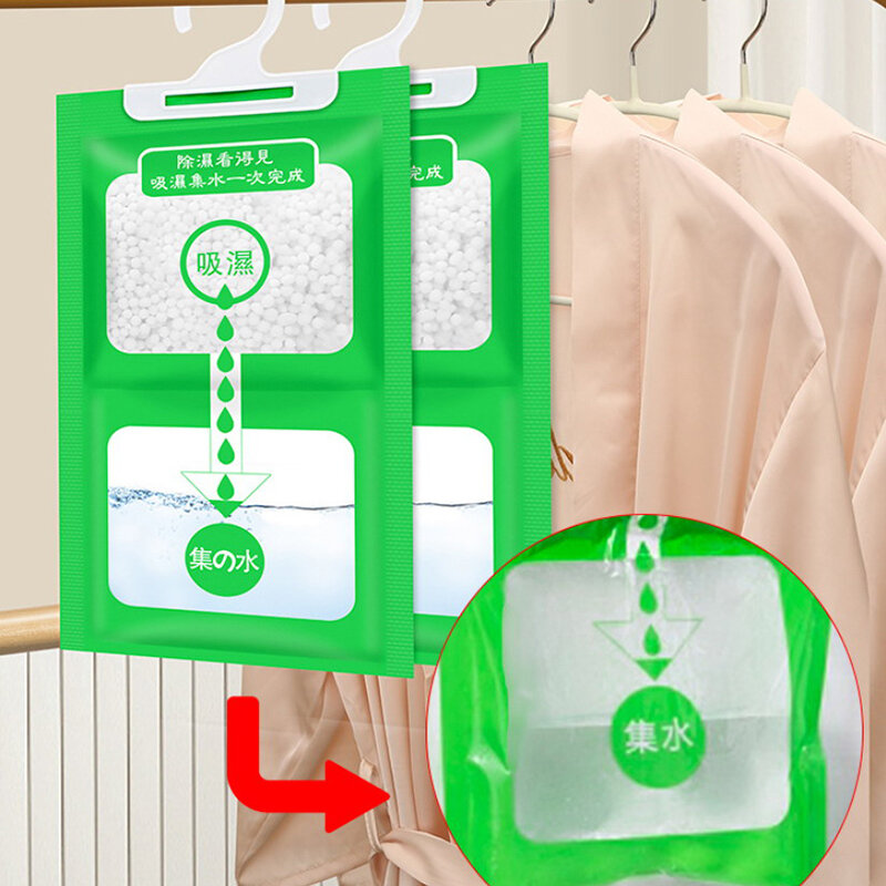 1 buah penyerap kelembaban portabel dehumidifier kantong kering dapat digantung lemari pengering dalam ruangan secara efektif menutupi kelembaban ekstra