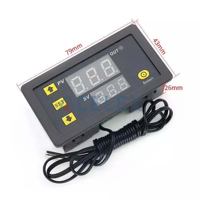 W3230 12V 24V AC110-220V Probe line 20A Digital Temperature Control LED Display Thermostat With Heat/Cooling Control Instrument