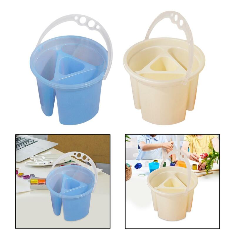 Paint Brush Wash Bucket Water Barrel 4 Grids Artist Brushes Cleaning Bucket for Kids Adults Art Supplies Painting Brush Basin