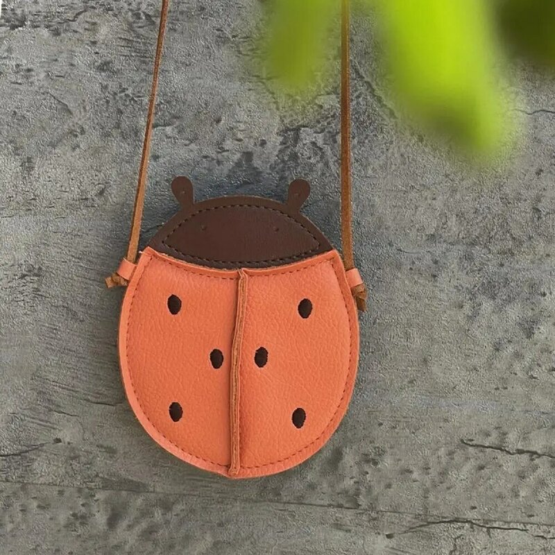 Faux Leather Shoulder Bag Stylish Ladybug Pumpkin Pear Shape Shoulder Bag Adjustable Slim Straps Unisex Small for Fashionable
