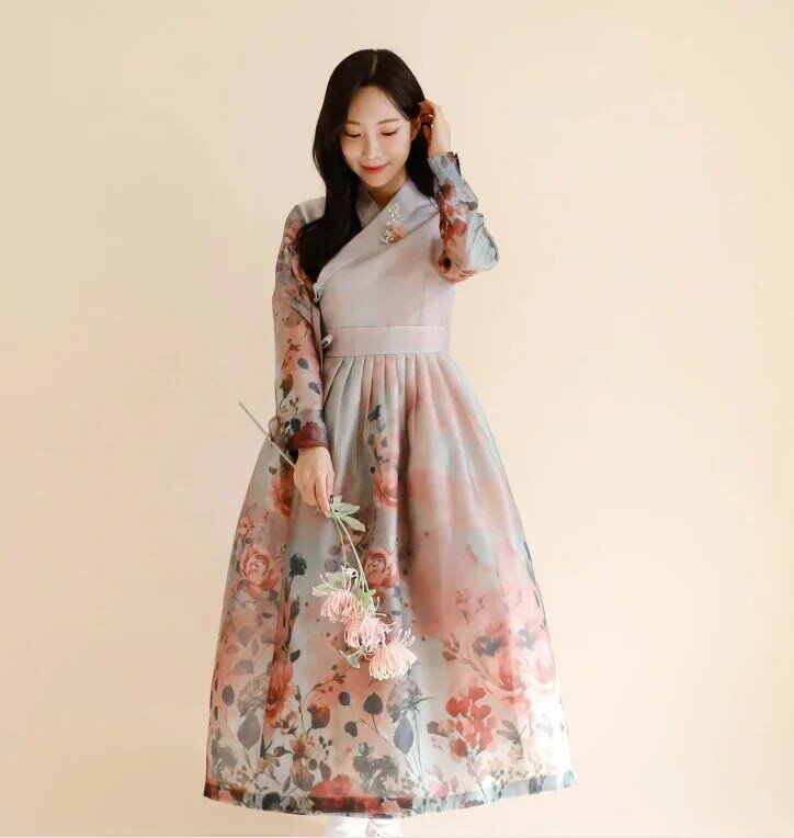 Robe Hanbok avec ceinture pour femme, jupe trapèze, robe de princesse traditionnelle coréenne