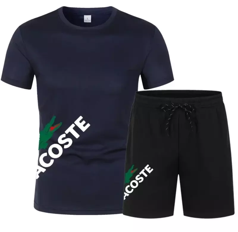 Heren Zomer Mode Sport Set Ademend Sneldrogend T-Shirt + Korte Broek Sport Set Fitness Spel Training Basketbal Set T-Shirt