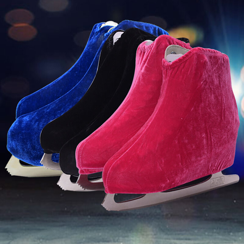 Zapatos de patinaje sobre hielo para niños y adultos, cubierta de terciopelo, franela antisuciedad, elástica, antimolienda, 1 par
