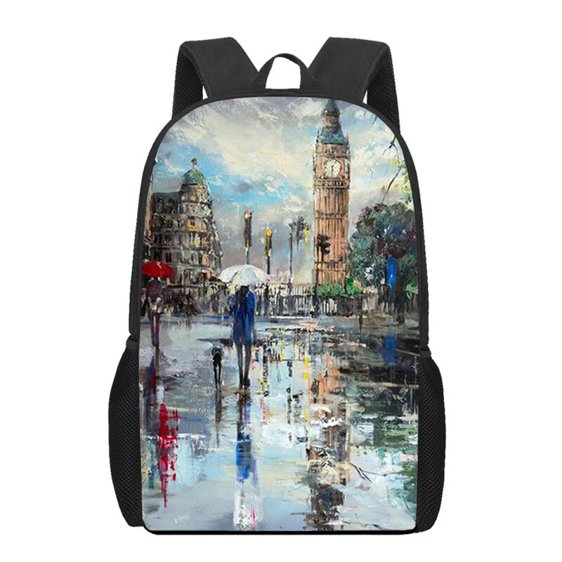 Watercolor Paintings Landscape Backpack Teenager Kids School Bag Children Bookbag Gift Casual Shoulder Rucksack Travel Backpack