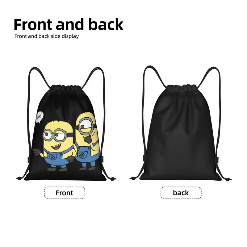 M-minions-mochila con cordón de dibujos animados para hombre y mujer, bolsa deportiva de gimnasio, paquete de compras personalizado