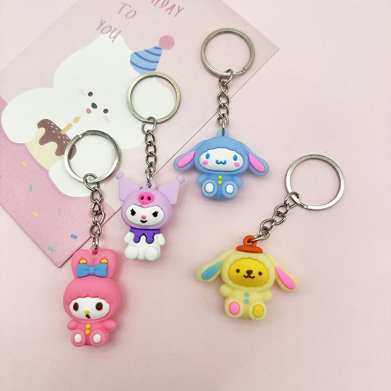 Gantungan kunci Anime Sanrio Kuromi Cinnamoroll Hello Kitty gantungan kunci My Melody liontin gantungan kunci mobil hadiah aksesori tas