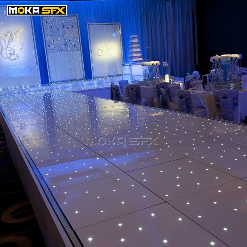 10*10 Feet Wedding Dance Floor Starlit White Dance Floors  LED Dance Floor Projector